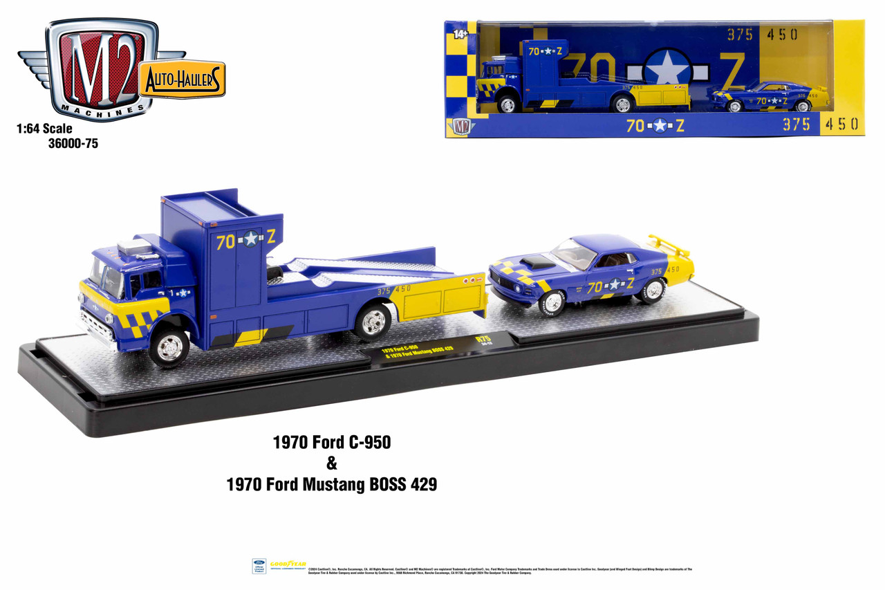 M2 Machines Auto Hauler 75 1970 Ford C-950 1970 Ford Mustang Boss 429